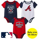 【送料無料】 MLBオフィシャル メジャーリーグ公式 ベビー服 ロンパース ボディースーツ3枚セット カバーオール 肌着 下着 パジャマ 出産祝い アトランタ・...