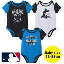 【送料無料】 MLBオフィシャル メジャーリーグ公式 ベビー服 ロンパース ボディースーツ3枚セット カバーオール 肌着 下着 パジャマ 出産祝い マイアミ・マーリンズ Miami Marlins