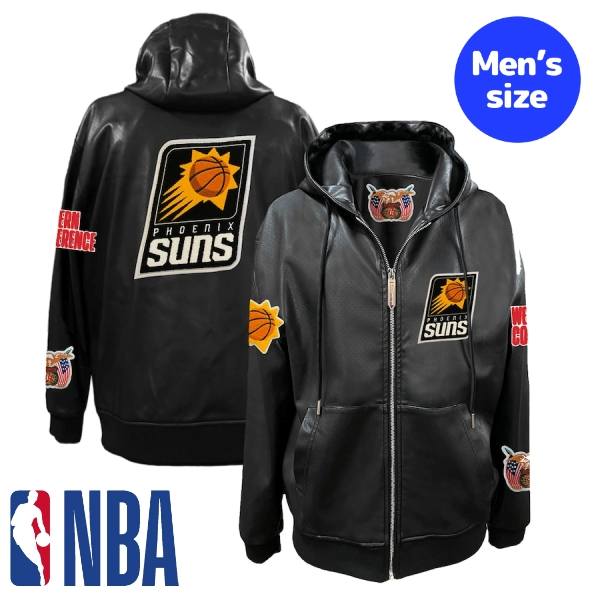 【送料無料】 NBA公式 メンズ パーカー フーディー 長袖トップス ジップアップパーカー ジェフ・ハミルトン Jeff Hamilton フェニックス・サンズ Phoenix Suns Vegan Leather Full-Zip Hoodie