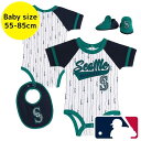 【送料無料】 MLBオフィシャル ベビー服 ボディースーツ出産祝い3点セット ロンパース カバーオール スタイ イチロー シアトル・マリナーズ Seattle ...