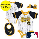 【送料無料】 MLBオフィシャル ベビー服 ボディースーツ出産祝い3点セット ロンパース カバーオール スタイ ミルウォーキー・ブリュワーズ Milwaukee...
