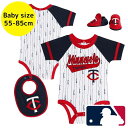 【送料無料】 MLBオフィシャル ベビー服 ボディースーツ出産祝い3点セット ロンパース カバーオール スタイ ミネソタ・ツインズ Minnesota Twin...