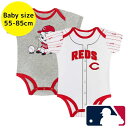 【送料無料】 MLBオフィシャル ベビー服 ボディースーツ2枚セット ロンパース カバーオール スタイ シンシナティ・レッズ Cincinnati Reds P...