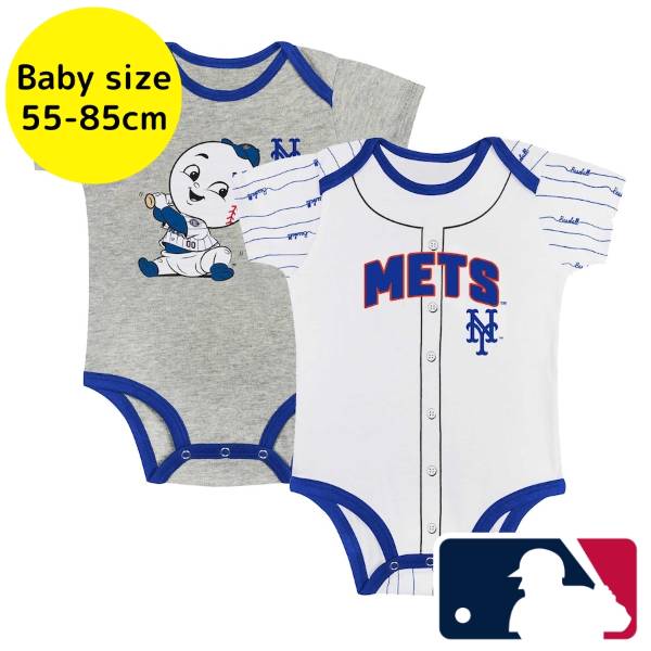 【送料無料+割引クーポン】 MLBオフィシャル ベビー服 ボディースーツ2枚セット ロンパース カバーオール スタイ 千賀滉大 ニューヨーク・メッツ New York Mets Play Ball Set