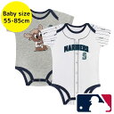 【送料無料】 MLBオフィシャル ベビー服 ボディースーツ2枚セット ロンパース カバーオール スタイ イチロー シアトル・マリナーズ Seattle Mari...