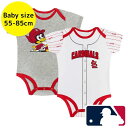 【送料無料】 MLBオフィシャル ベビー服 ボディースーツ2枚セット ロンパース カバーオール スタイ ヌートバー セントルイス・カージナルス St. Loui...