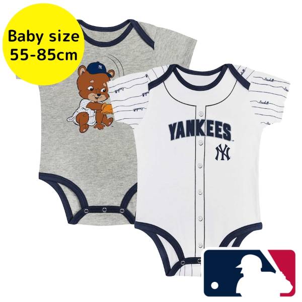 【送料無料+割引クーポン】 MLBオフィシャル ベビー服 ボディースーツ2枚セット ロンパース カバーオール スタイ ニューヨーク・ヤンキース New York Yankees Play Ball Set