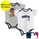 【送料無料】 MLBオフィシャル ベビー服 ボディースーツ2枚セット ロンパース カバーオール スタイ ニューヨーク・ヤンキース New York Yankee...