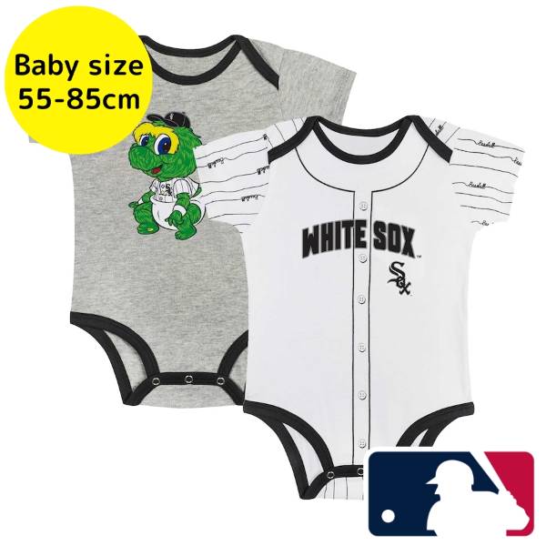 【送料無料+割引クーポン】 MLBオフィシャル ベビー服 ボディースーツ2枚セット ロンパース カバーオール スタイ シカゴ・ホワイトソックス Chicago White Sox Play Ball Set