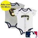 【送料無料】 MLBオフィシャル ベビー服 ボディースーツ2枚セット ロンパース カバーオール スタイ ミルウォーキー・ブリュワーズ Milwaukee Bre...