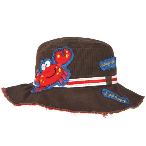【ニコニコ割引対象】 ステファンジョセフ 男の子用茶カニさんワールド刺繍アップリケサンハット かに帽子 Stephen Joseph 日焼け対策 【楽ギフ_包装...