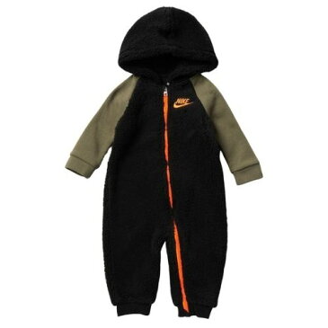 【送料無料+クーポン対象】nike ナイキ 男の子用ふわふわモコモコSwooshフード付きカバーオール（Black） ジャンプスーツ ワンピース ロンパース パーカー 出産祝い 【楽ギフ_包装選択】