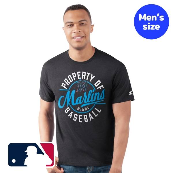 【送料無料】 MLB公式 メジャーリーグオフィシャル メンズ Tシャツ 半袖トップス スターター Starter マイアミ・マーリンズ Miami Marlins Prime Time Property Of T-Shirt