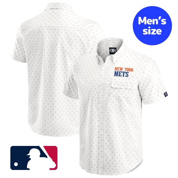 【送料無料】 MLB公式 メジャーリーグオフィシャル メンズ ポロシャツ 襟付きシャツ アロハシャツ ゴルフウェア 半袖トップス Darius Rucker Collection by Fanatics 千賀滉大 ニューヨーク・メッツ New York Mets Printed Button-Down Shirt