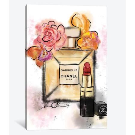 【送料無料 割引クーポン】 お洒落なオマージュアート Gabrielle Chanel Perfume Watercolor Painting シャネル CHANEL キャンバスアート 絵画 インテリア 模様替え