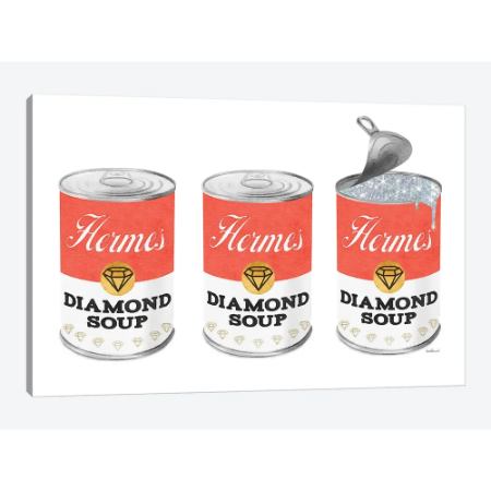 【送料無料+割引クーポン】 お洒落なオマージュアート Diamond Soup Can Set In Orange エルメス HERMES キャンバスアート 絵画 インテリア 模様替え 引越し祝い 新築祝い 開店祝い