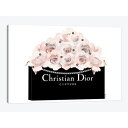 【送料無料+割引クーポン】 お洒落なオマージュアート Black Dior Shopping Bag With Soft Blush Roses & Pearls ディオール Dior キャ..