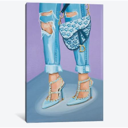 【送料無料+割引クーポン】 お洒落なオマージュアート Dior Saddle Bag and Valentino Heels ディオール Dior キャンバスアート 絵画 ..