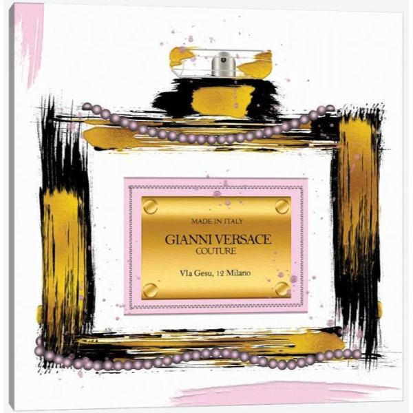 【送料無料+割引クーポン】 米国発のお洒落なブランドオマージュアート Gianni Couture Perfume Bottle Pink ヴェルサーチ VERSACE キャンバスアート 絵画 インテリア 模様替え