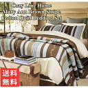 【送料無料+割引クーポン】 Cozy Line Home コージーライン ホーム Mary Ann Brown Stripeリバーシブルベッドキルトセット 花柄ベッドカバー ベットカバー 寝具 布団カバー