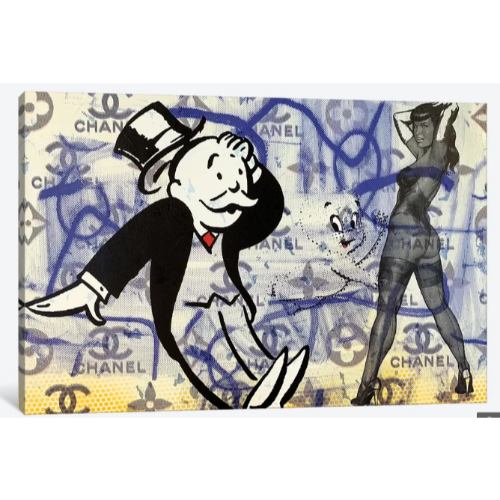 【送料無料+割引クーポン】 米国発のお洒落なブランドオマージュアート Bettie Page Disaster with Monopoly Man and Casper The Friendly Ghost シャネル CHANEL 絵画