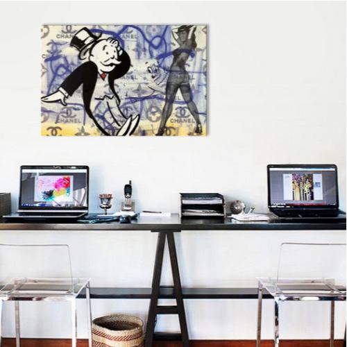 【送料無料】 米国発のお洒落なブランドオマージュアート Bettie Page Disaster with Monopoly Man and Casper The Friendly Ghost シャネル CHANEL 絵画