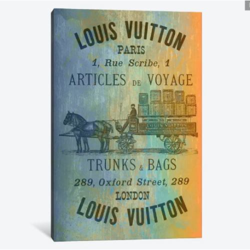 【送料無料】 米国発のお洒落なブランドオマージュアート Vintage Woodgrain Louis Vuitton Sign 2 ヴ..