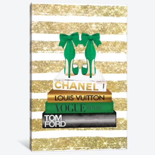 【送料無料】 米国発のお洒落なブランドオマージュアート New Books Grey Emerald Green, Bow Shoes, G..