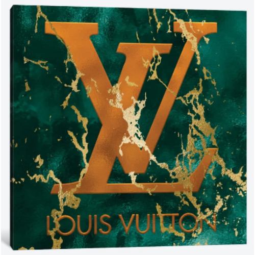 【送料無料+割引クーポン】 米国発のお洒落なブランドオマージュアート Emerald Frost I ヴィトン Louis Vuitton キャンバスアート 絵画 インテリア 模様替え 引越し祝い 新築祝い 待合室 会議室