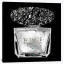 【送料無料 割引クーポン】 米国発のお洒落なブランドオマージュアート Bright Crystal All Silver Perfume Bottle On Black ヴェルサーチ Versace キャンバスアート 絵画 インテリア