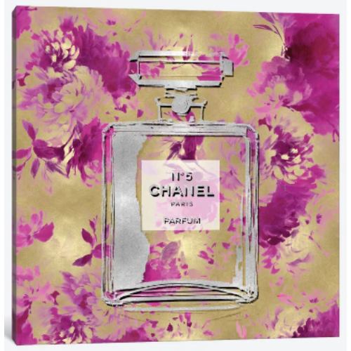 【送料無料+割引クーポン】 米国発のお洒落なブランドオマージュアート Perfume On Gold And Pink シャネル CHANEL キャンバスアート 絵画 インテリア 模様替え 引越し祝い 新築祝い 待合室 会議室