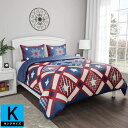 【送料無料】【キング】 Lavish Home ラヴィッシュ ホーム Americanaリバーシブルベッドキルト3点セット(Patriotic) パッチワークベ...