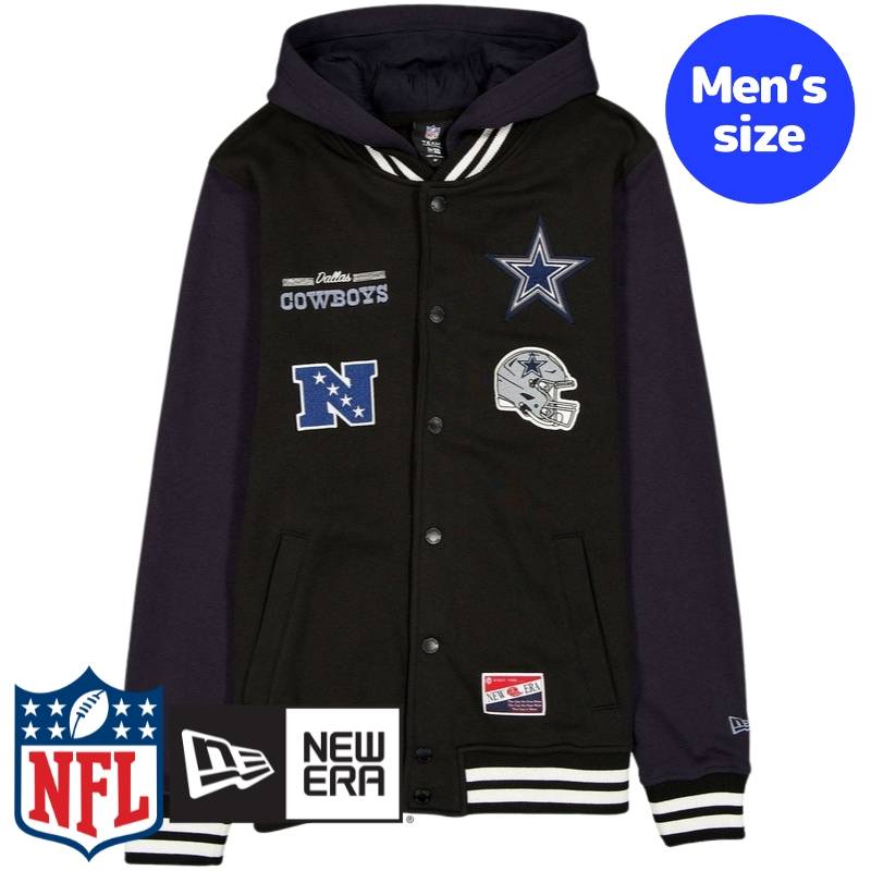  NFL公式 メンズ アウター ジャケット スタジャン ジャンパー ダラス・カウボーイズ Dallas Cowboys Throwback Black Jacket ニューエラ New Era