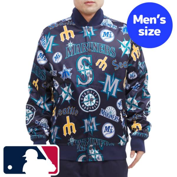 y+N[|z MLBItBV Y AE^[WPbg TeWPbg X^W VAgE}i[Y C`[ SEATTLE MARINERS AOP SATIN JACKET