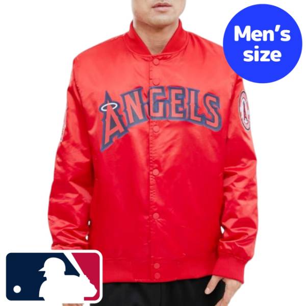 y+N[|z MLBItBV Y AE^[WPbg TeWPbg X^W T[XEG[X Jĕ LOS ANGELES ANGELS WORDMARK SATIN JACKET