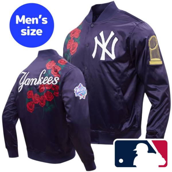 y+N[|z MLBItBV Y AE^[WPbg TeWPbg X^W j[[NEL[X NEW YORK YANKEES ROSE SATIN JACKET