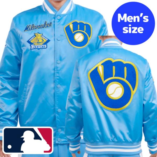 y+N[|z MLBItBV Y AE^[WPbg TeWPbg X^W ~EH[L[Eu[Y MILWAUKEE BREWERS RETRO CLASSIC SATIN JACKET