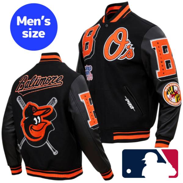 y+N[|z MLBItBV Y AE^[ o[VeBWPbg X^W {eBAEII[Y BALTIMORE ORIOLES MASHUP VARSITY JACKET