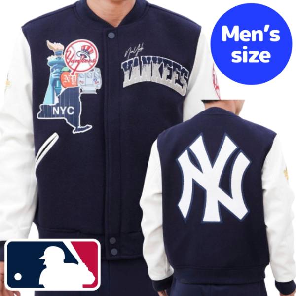 y+N[|z MLBItBV Y AE^[ o[VeBWPbg X^W j[[NEL[X NEW YORK YANKEES HOMETOWN VARSITY JACKET