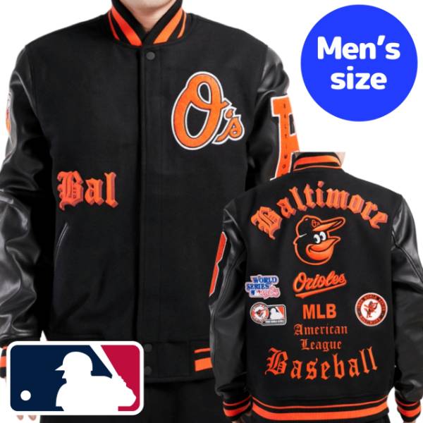 y+N[|z MLBItBV Y AE^[ o[VeBWPbg X^W {eBAEII[Y BALTIMORE ORIOLES CLASSIC OLD ENGLISH VARSITY JACKE