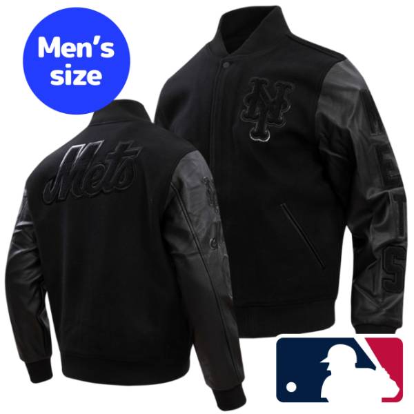 y+N[|z MLBItBV Y AE^[ o[VeBWPbg X^W j[[NEbc  NEW YORK METS TRIPLE BLACK VARSITY JACKET