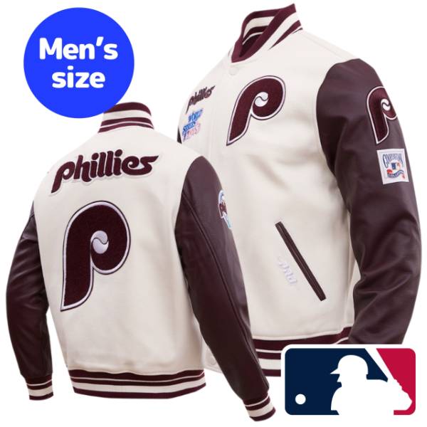 y+N[|z MLBItBV Y AE^[ o[VeBWPbg X^W tBftBAEtB[Y PHILADELPHIA PHILLIES RETRO CLASSIC VARSITY JACKET