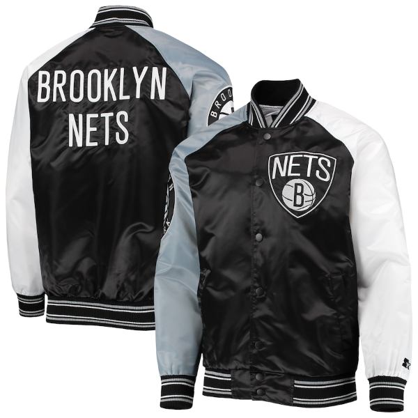 y+N[|z NBAItBV Y AE^[WPbg Brooklyn Nets Reliever Varsity Raglan Jacket iBlack/Grayj ubNElbc