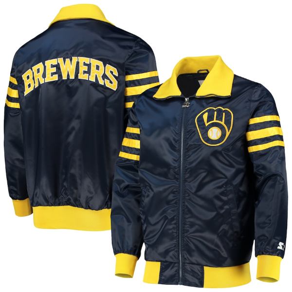 y+N[|z MLBItBV Y AE^[WPbg Milwaukee Brewers The Captain II Varsity Jacket iNavyj ~EH[L[Eu[Y