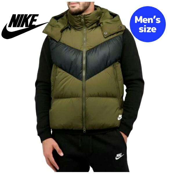 y+N[|z Y iCL _ExXg AE^[WPbg Nike Tech Down Fill Hooded Vest JacketiOlive Green/Blackj