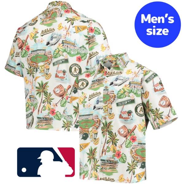 【送料無料】 MLB公式 メジャーリーグオフィシャル メンズ 襟付きシャツ 半袖シャツ トップス オークランド・アスレチックス Oakland Athletics Scenic Button-Up Shirt