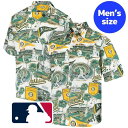 【送料無料】 MLB公式 メジャーリーグオフィシャル メンズ 襟付きシャツ 半袖シャツ トップス オークランド・アスレチックス Oakland Athletics Scenic Button-Up Shirt(4)