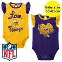 【送料無料】 NFL公式 アメフト ベビー服 ロンパース 女の子用ボディースーツ2枚セット カバーオール 肌着 下着 パジャマ 出産祝い ミネソタ・バイキングス...