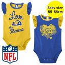 【送料無料】 NFL公式 アメフト ベビー服 ロンパース 女の子用ボディースーツ2枚セット カバーオール 肌着 下着 パジャマ 出産祝い ロサンゼルス・ラムズ ...