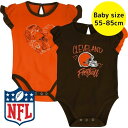 【送料無料】 NFL公式 アメフト ベビー服 ロンパース 女の子用ボディースーツ2枚セット カバーオール 肌着 下着 パジャマ 出産祝い クリーブランド・ブラウ...